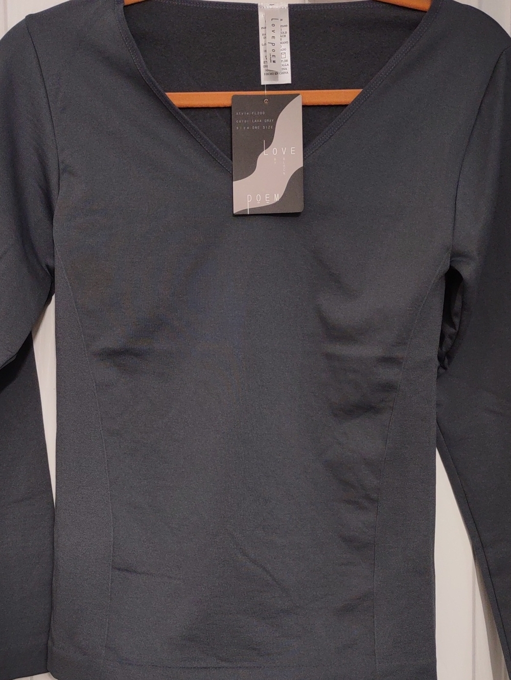 Love Poem Women's Charcoal V-Neck Long Sleeve Tee
